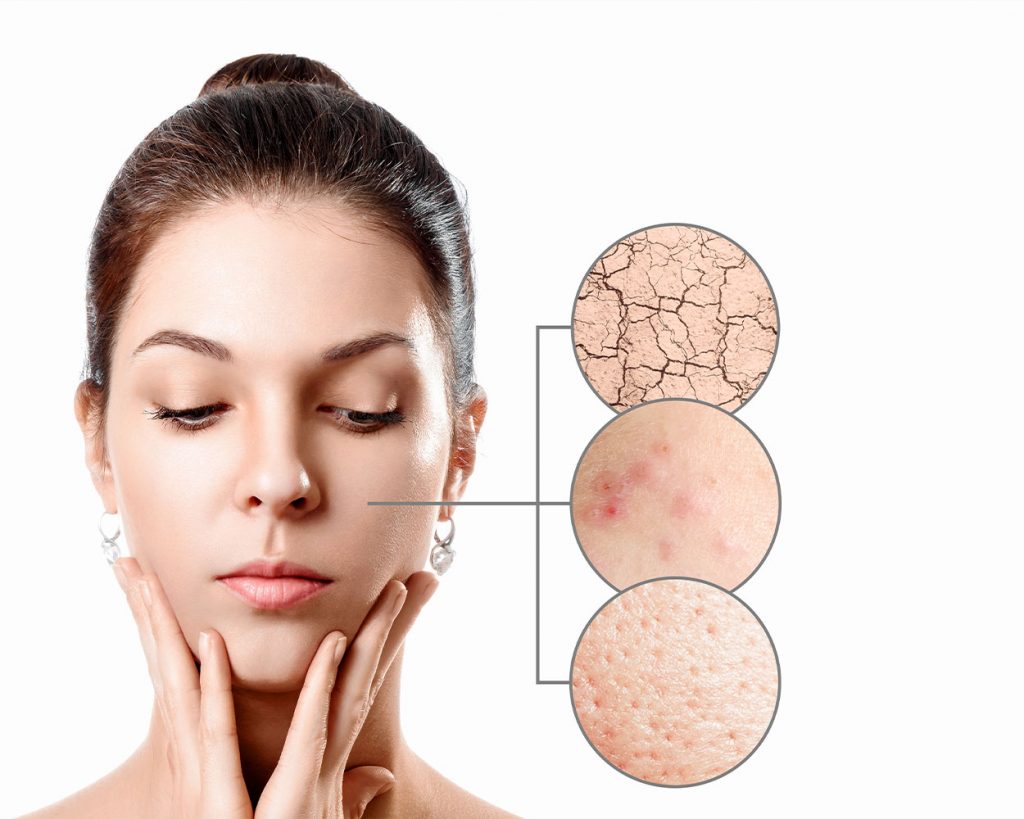 Close-up of healthy, glowing human skin